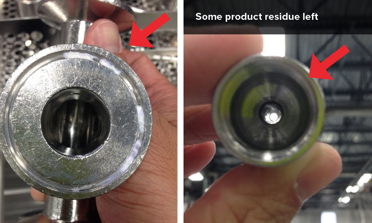 Figure 9: Cream residue on process part after wash cycle