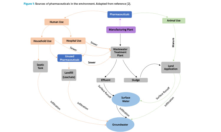 Figure 1: Sources of pharmaceuticals in the environment. Adapted from reference.