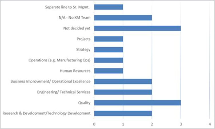 Figure 3. KM initiative reporting departments (n = 21)